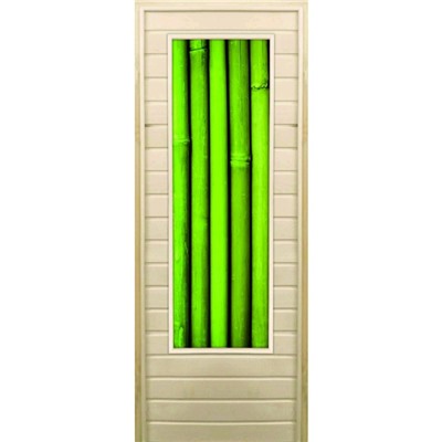Дверь для бани со стеклом (43*129), "Бамбук-4", 170×70см, коробка из осины