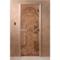 Дверь «Жар-птица», размер коробки 200 × 80 см, левая, цвет матовая бронза