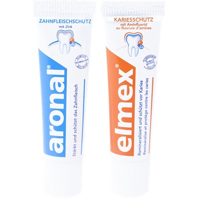 Zahnpasta aronal & elmex Mundhygiene-Set (2 x 75 мл), Набор зубных паст150 мл