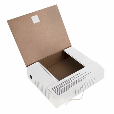 Папка для бумаг с завязками, картонная А4 325*260мм, 75 мм "BRAUBERG" белая (124850) до 700л.