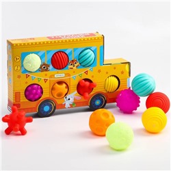 Подарочный набор массажных развивающих мячиков «Автобус» 7 шт.