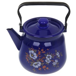 Чайник «Цветение», 3,5 л, эмалированная крышка, цвет синий