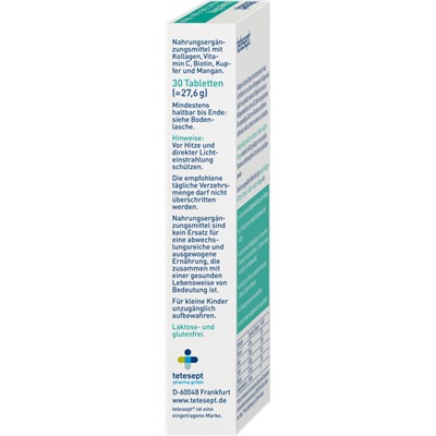 tetesept Kollagen Bindegewebe & Hautelastizität, 30 Tabletten Коллаген для повышения эластичности кожи, 30 таблеток