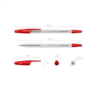 Ручка шар. ErichKrause "R-301 Classic" (43186) красная, 1мм, прозрачный корпус