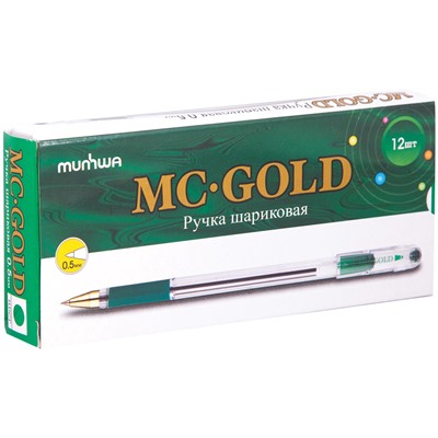 Ручка шар. Munhwa "MC Gold" на масляной основе, зеленая 0.5мм (BMC-04)