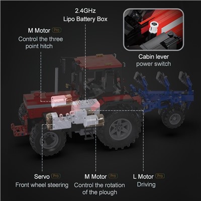 Конструктор техно «Фермерский трактор с косилкой», радиоуправляемый, 1675 деталей