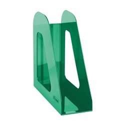 Лоток вертикальный для бумаг СТАММ "Фаворит" тонированный зеленый (ЛТВ-30557) ширина 90мм
