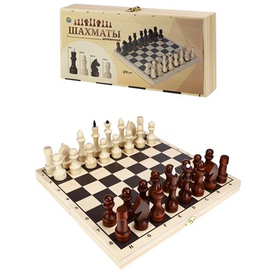 Шахматы деревянные, размер поля 29*29см, доска и фигуры из дерева (ИН-7520)