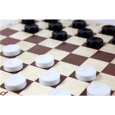 Шахматы, шашки, 2 в 1, пластиковые, с деревянной доской 29*29см (03879) "Десятое королевство"