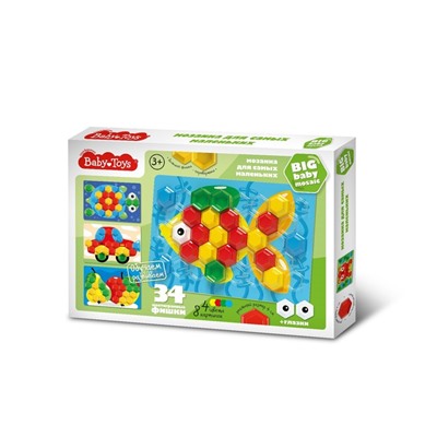 Мозаика для самых маленьких Baby Toys «Рыбка», 4 цвета, 34 элемента