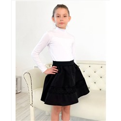 Чёрная школьная юбка для девочки с кружевом 82398-ДШ22