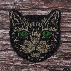 Аппликация Кошка с зелеными глазами 18*19 см