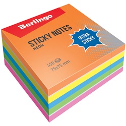 Блок самоклеящийся Berlingo "Ultra Sticky" 75*75мм 450л., 5 неоновых цветов + 1 белый (LSn_40202, )