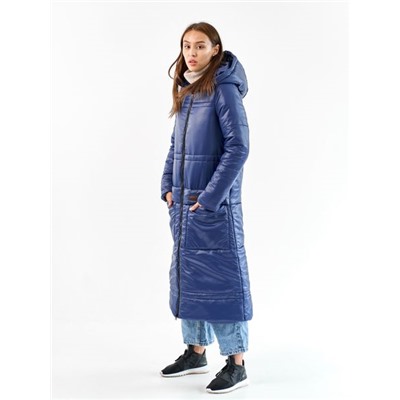 Женское пальто еврозима Макси синий