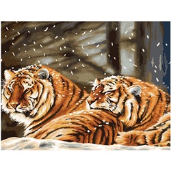 Картина по номерам на холсте "Тигриная любовь" 40*50см (КХ4050_53891) ТРИ СОВЫ, с акриловыми красками