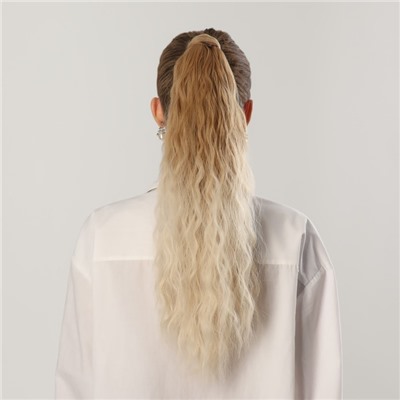 Хвост накладной, волнистый волос, на резинке, 60 см, 100 гр, цвет светло-русый/холодный блонд(#SHT24/SHT60А)