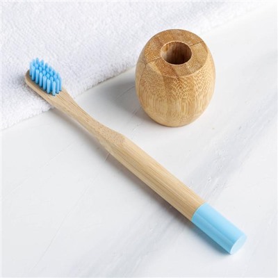 Бамбуковая зубная щётка с подставкой «Голубая лагуна», 4,3 × 14,5 × 4,3 см
