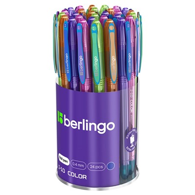 Ручка шар. Berlingo "I-10 Color" (CBp_40015) на масляной основе, синяя, 0.4мм, тонированный корпус ассорти