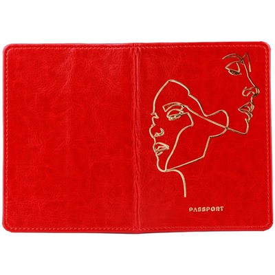 Обложка "Паспорт" OfficeSpace "Life line" (311102) иск. кожа гладкая, тиснение фольгой, красная
