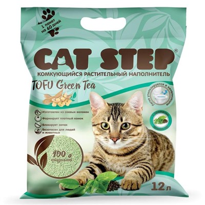 Наполнитель для кошачьих туалетов Cat Step Tofu Green Tea 12L, растительный комкующийся