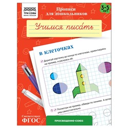 Пропись дошкольника ТРИ СОВЫ А5 "Готовим руку к письму. Учимся писать в клеточках" 3-5 лет (ПрА5_8_58332) 8стр.