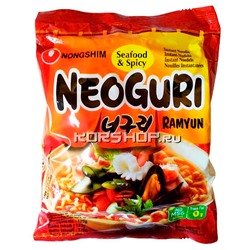 Лапша Неогури острая с морепродуктами Neoguri Seafood Spice (в пачке) Nongshim, Корея 120 г