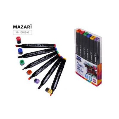 Набор   6 скетч маркеров двусторонних "FANTASIA"Main colors (основные цвета) 3.0-6.2мм M-15013-6 Mazari {Китай}