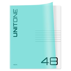 Тетрадь 48л. BG "UniTone. Neon. Голубая" клетка (Т5ск48_пл 12472) пластиковая обложка