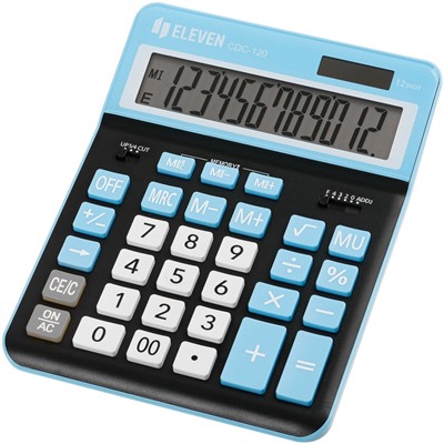 Калькулятор настольный ELEVEN CDC-120-BK/CY, 12-разрядный, 155*206*38мм, дв.питание, черно-синий