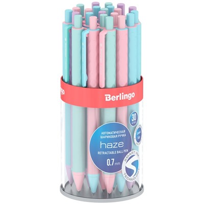 Ручка шар. автомат. Berlingo "Haze" (CBm_70956) синяя, 0.7мм, цветной прорезиненный корпус, ассорти