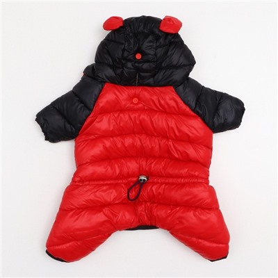 Комбинезон "Медвежонок", размер 8 (ДС 23 см, ОГ 30, ОШ 22 см), чёрно-красный
