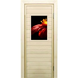 Дверь для бани со стеклом (40*60), "Цветок", 170×70см, коробка из осины