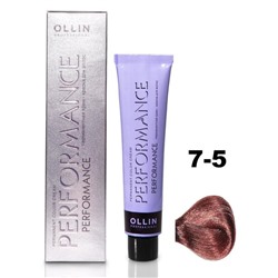 Крем-краска для окрашивания волос Ollin Professional Performance, тон 7/5 русый махагоновый, 60 мл
