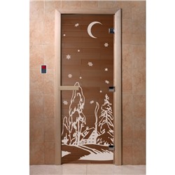 Дверь «Зима», размер коробки 200 × 80 см, правая, цвет бронза