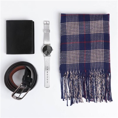 Набор "Крутому мужику", шарф, ремень, кошелек и наручные часы