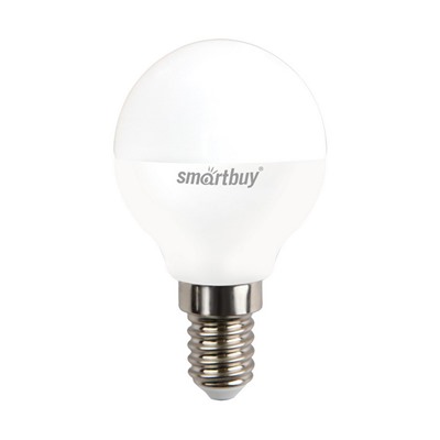 Лампа светодиодная, E14, P45,  7Вт, 4000К "Smartbuy" нейтральный белый свет, шар