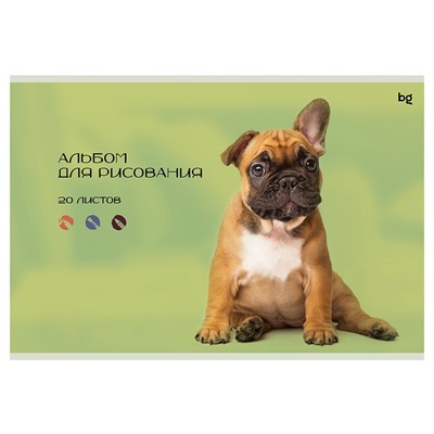Альбом для рисования BG А4 20л. на скрепке "Собачка и котик" (АР4ск20 59521) обложка картон