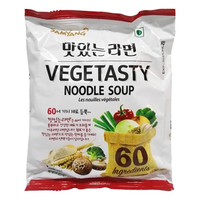 Суп лапша б/п с овощами Vegetasty Noodle Soup Samyang, Корея, 115 г. Срок до 30.04.2022. АкцияРаспродажа