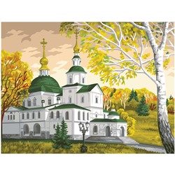 Картина по номерам на холсте "Церковь" 30*40см (КХ3040_53856) ТРИ СОВЫ, с акриловыми красками