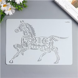 Трафарет пластик "Лошадь в стиле мехенди" 29х20,8 см