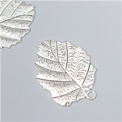 Декор для творчества металл "Большой лист" серебро G1150B690 4,9х3,6 см