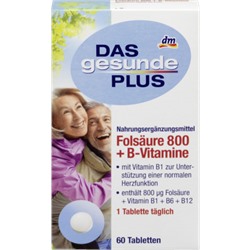 Mivolis Folsäure 800 + B-Vitamine, Tabletten 60 St Фолиевая кислота 800 + Витамин B, в таблетках, 60 шт.