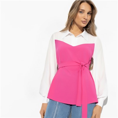 Блуза С высоты очарования (colorful, с поясом)