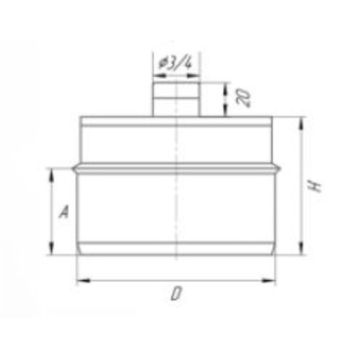 Заглушка с конденсатоотводом, d 200 мм, нержавейка 0.5 мм, штуцер 3/4", внутренняя