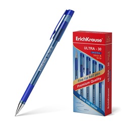 Ручка шар. ErichKrause "Ultra-30" (55392) синяя, 0.7мм, тонированный корпус, грип