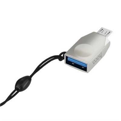 Адаптер microUSB to USB(f) "HOCO" (UA10, 6957531070283) серебристый