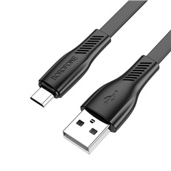 Кабель microUSB - USB, 1 м, "BX85 Auspicious", в коробке (6974443387094) "Borofone", черный, 2.4A