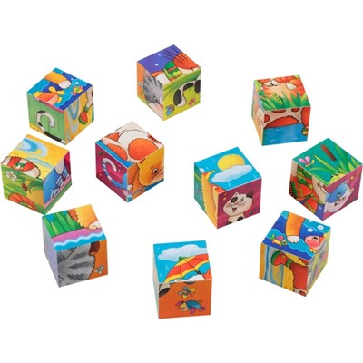 Умные кубики фигурные «Весёлые котики», 10 штук