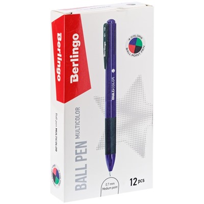 Ручка шар. автомат. Berlingo "Multicolor" 4-х цветная (CBm_07180) на масляной основе, 0.7мм, корпус цветной  ассорти