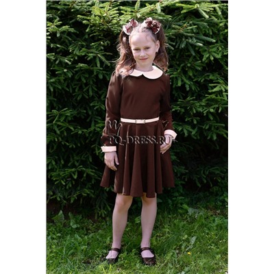 Платье школьное "Клёш", цвет коричневый